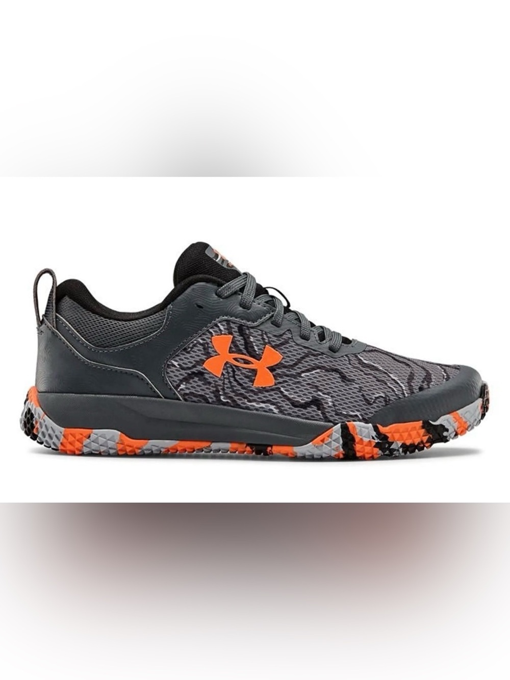 Under Armour Boys Mainshock 2 - pitch gray/orange spark camo - sz 6Y NWT